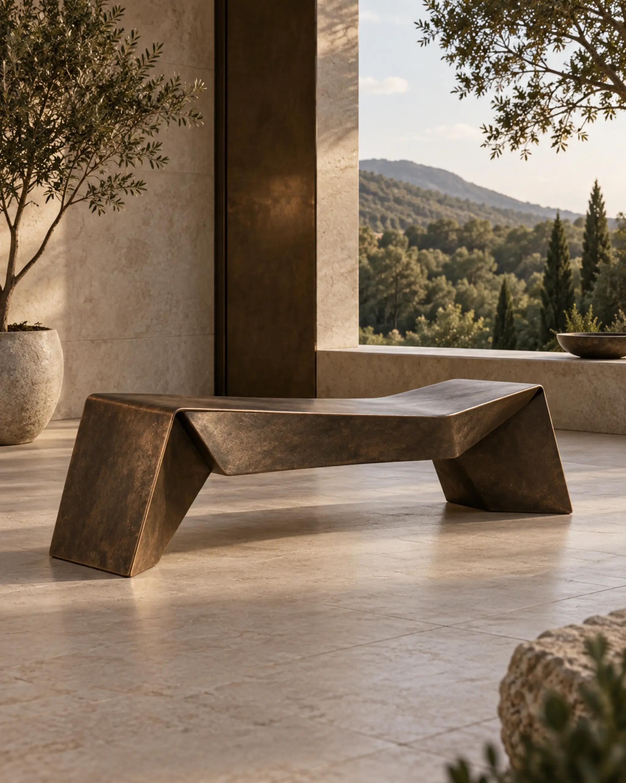 Fold Sculptural Bench — design visualization