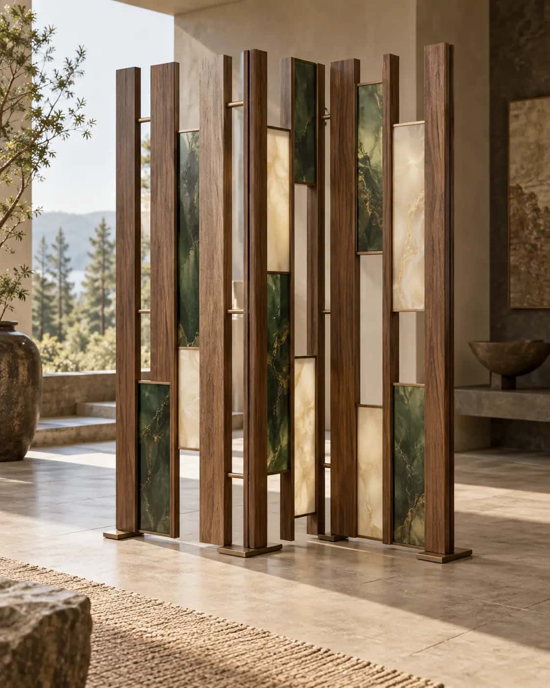 Grove Resin-and-Wood Screen — design visualization