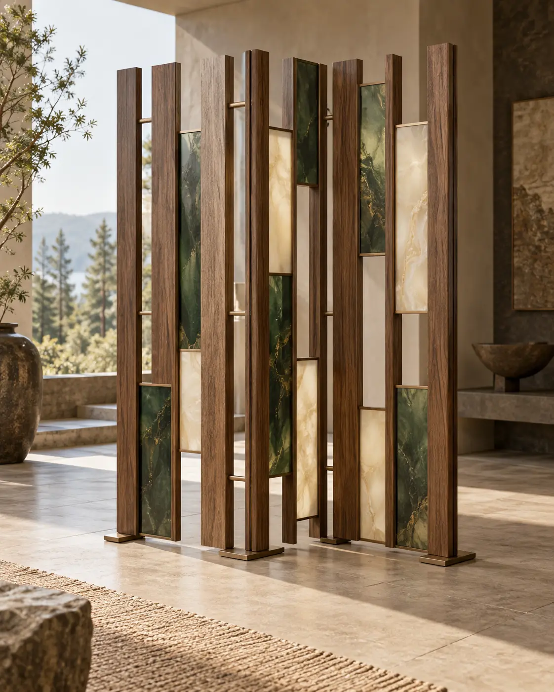 Grove Resin-and-Wood Screen — design visualization